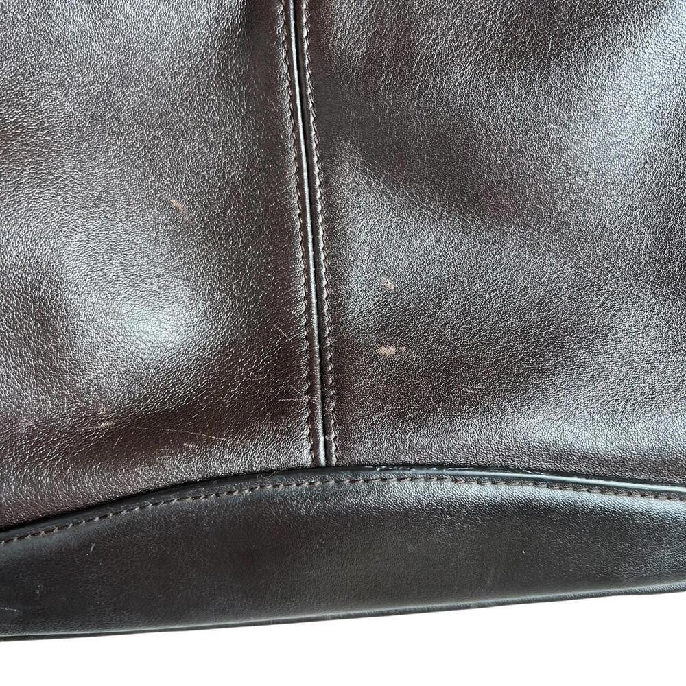 Vintage Dark Brown Leather Shoulder Bag with Front Zipper Pocket - Picture 2 of 7